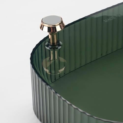 DEAMACE Makeup Perfume Organizer, Vanity Tray, Cosmetic Skincare Organizer, Countertop Organizer Tray for Bathroom Vanity Dresser Table, Green - Image 4