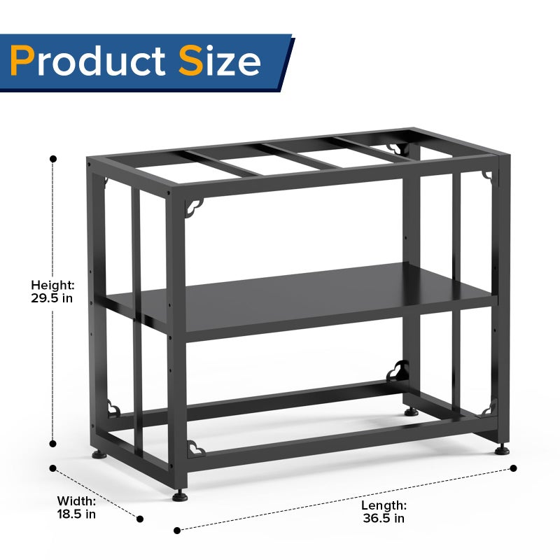 TOCRETOARE Fish Tank Stand 40 Gallon, Metal Aquarium Stand 36.5" L x 18.5" W*29.5â€H, Double-Layer Storage Design, Suitable for Home and Office Use, 660LBS Capacity, Black (Tank not Included) - Image 4