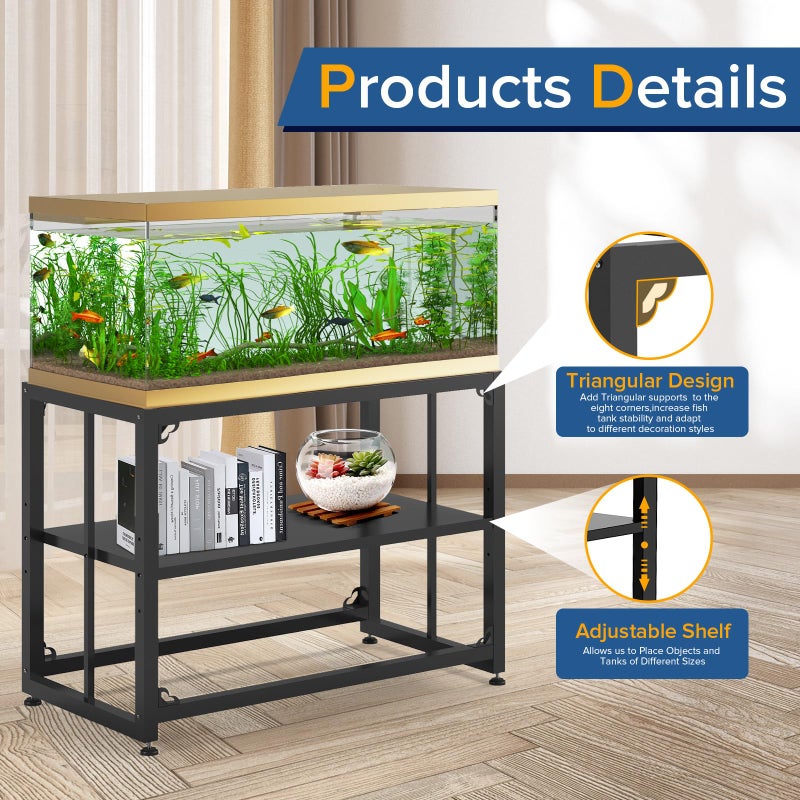 TOCRETOARE Fish Tank Stand 40 Gallon, Metal Aquarium Stand 36.5" L x 18.5" W*29.5â€H, Double-Layer Storage Design, Suitable for Home and Office Use, 660LBS Capacity, Black (Tank not Included) - Image 2
