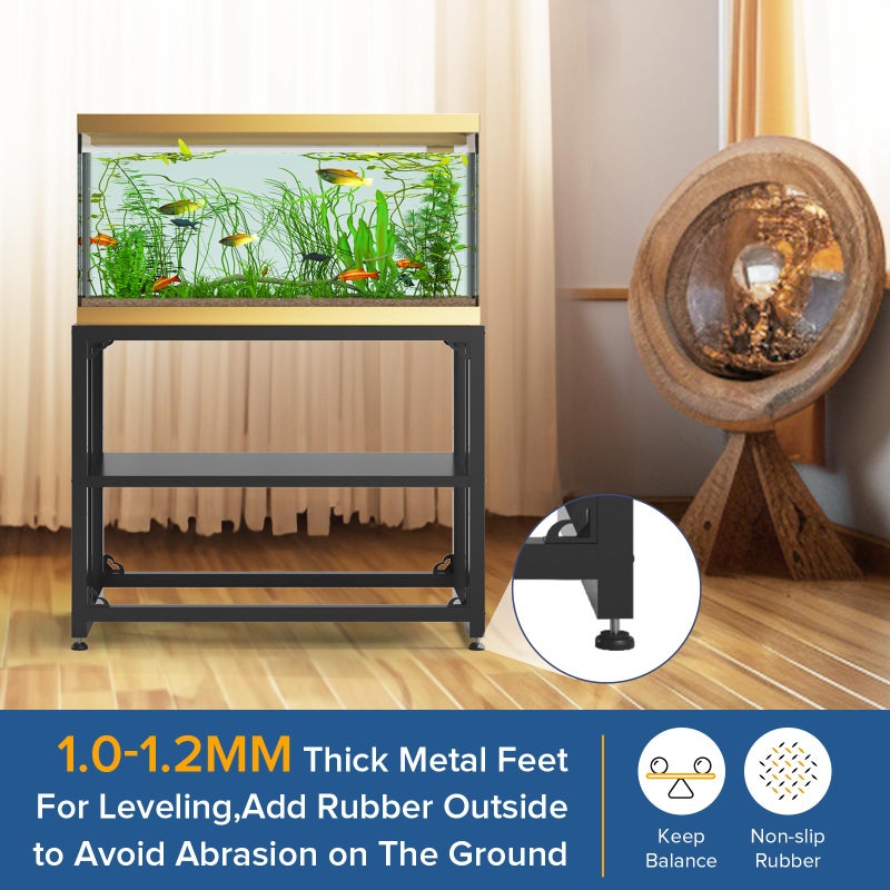 TOCRETOARE Fish Tank Stand 40 Gallon, Metal Aquarium Stand 36.5" L x 18.5" W*29.5â€H, Double-Layer Storage Design, Suitable for Home and Office Use, 660LBS Capacity, Black (Tank not Included) - Image 3