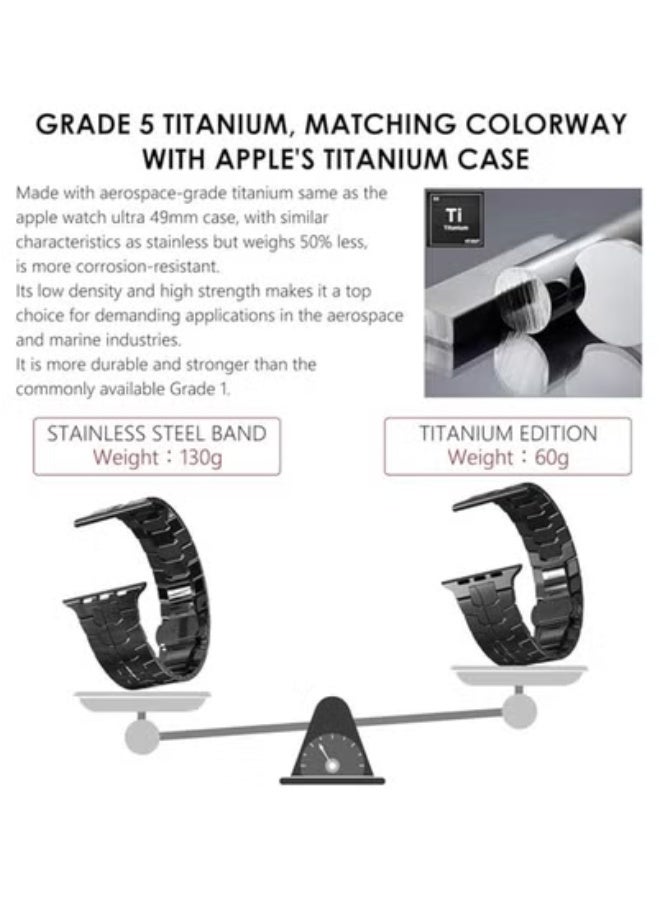 JAJEEK Premium Stainless Steel Band for Apple Watch Ultra 49mm, 45mm, 44mm, 42mm | Sleek Black Adjustable Metal Strap with Folding Clasp | Replacement Bracelet Compatible with Apple Watch Series 8, 7, 6, SE, 5, 4, 3, 2, 1 | Durable, Elegant Watch Band for Men - Image 2
