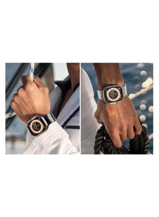 JAJEEK Premium Stainless Steel Band for Apple Watch Ultra 49mm, 45mm, 44mm, 42mm | Sleek Black Adjustable Metal Strap with Folding Clasp | Replacement Bracelet Compatible with Apple Watch Series 8, 7, 6, SE, 5, 4, 3, 2, 1 | Durable, Elegant Watch Band for Men - Image 4
