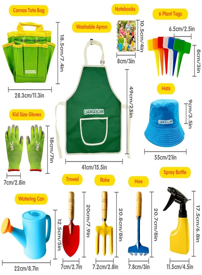 liamasum Kidz Gardening Tools Set Includes Toddlerz Gardening Gloves, Sturdy Tote Bag, Watering Can, Shovel, Rake, Trowel, Childrenz Apron, Garden Notebook for Toddlerz - Image 4