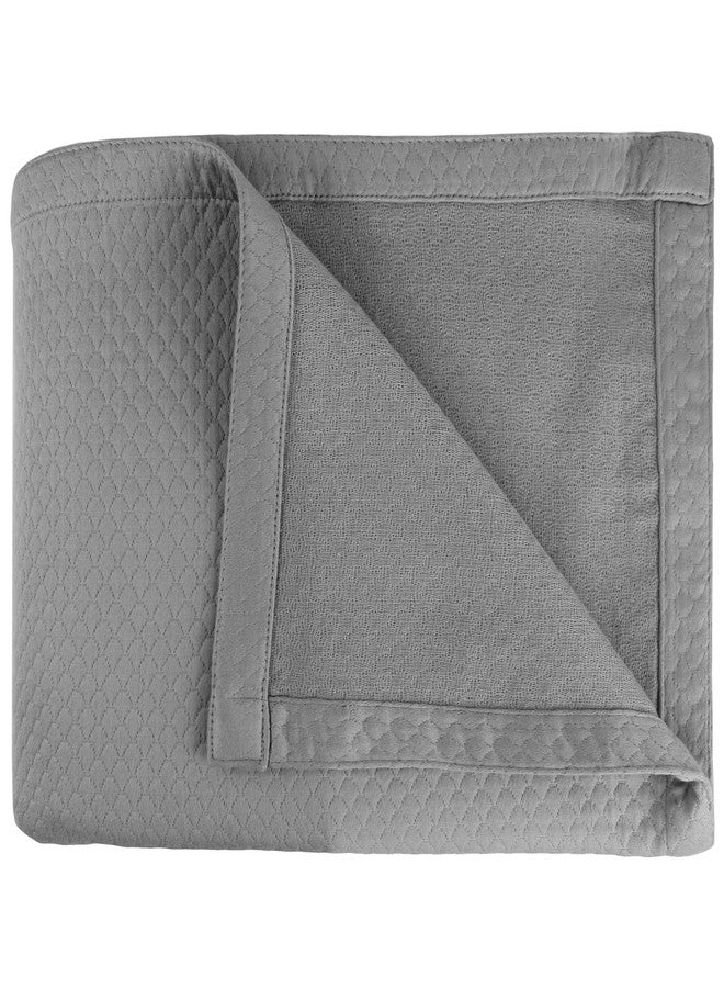 COTTON CRAFT Soft Cotton Blanket Coverlet - Plush French Matelassé Diamond- Thermal Cooling All Year Throw Blanket - Breathable Skin Friendly Luxurious Layer Bed Spread - Sofa Couch Camping- King Grey - Image 2