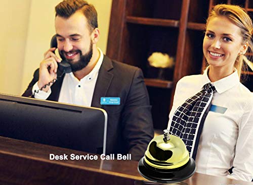 WEKOIL Call Bell Golden Desk Service Bell Customer Ding Bell for Restaurant Hotel Room Kitchen Party Office Elderly Teachers Students Large Bright Bell 335 inch - Image 3
