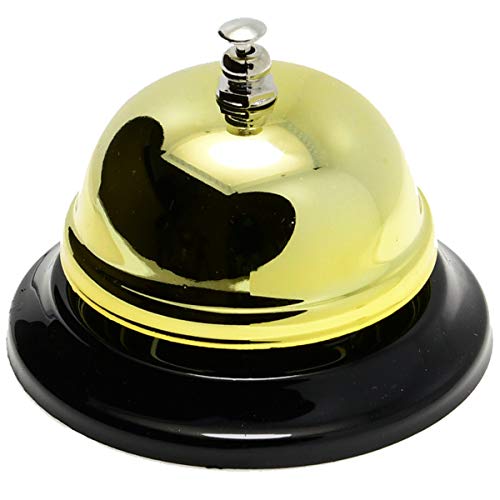 WEKOIL Call Bell Golden Desk Service Bell Customer Ding Bell for Restaurant Hotel Room Kitchen Party Office Elderly Teachers Students Large Bright Bell 335 inch - Image 1