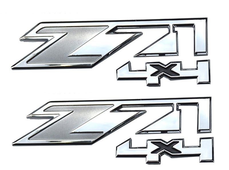 Aimoll 2pcs Z71 4x4 Emblems for GMC Chevy Silverado Sierra Tahoe Suburban New 1500 2500 3500 Decal Chrome Grey