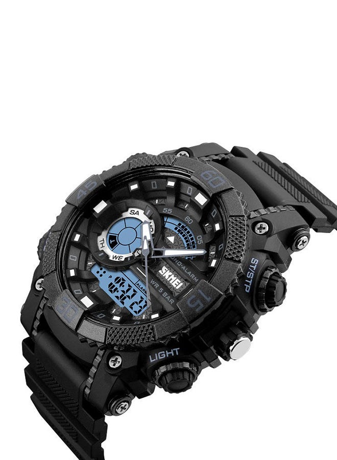 Men's Silicone Analog/Digital Wrist Watch WT-SK-1228-B#D1 - 51 mm - Black - Image 3