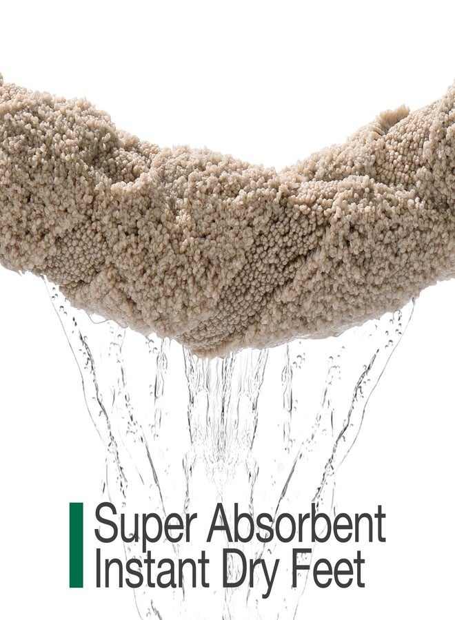 LUMI Soft Absorbent Bathroom Rugs, Non Slip Bath Mats for Bathroom, Fluffy Thick Striped Bath Rug with Washable, Ideal for Floor, Shower Tub, Entryway, 24"x36", Beige - Image 5