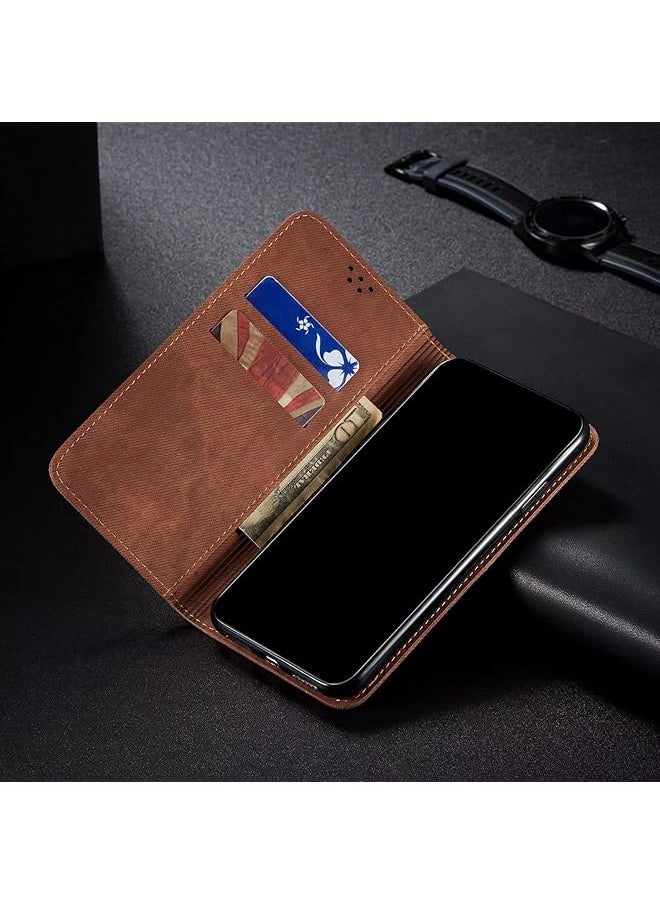 erorex - Case For Xiaomi Poco X3 Nfc Poco X3 Pro Cover With Tempered Glass Screen Protector 2 Pieces Flip Cover With Card Slot Kickstand Magnetic Anti Fall Protective Xiaomi Poco X3 Pro Brown - Image 1