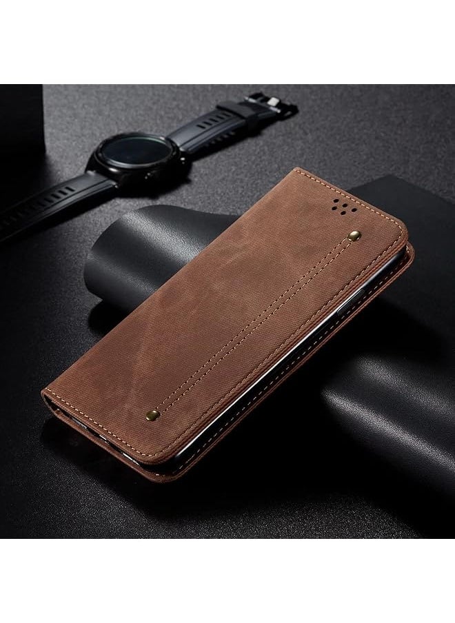 erorex - Case For Xiaomi Poco X3 Nfc Poco X3 Pro Cover With Tempered Glass Screen Protector 2 Pieces Flip Cover With Card Slot Kickstand Magnetic Anti Fall Protective Xiaomi Poco X3 Pro Brown - Image 1