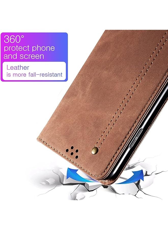 erorex - Case For Xiaomi Poco X3 Nfc Poco X3 Pro Cover With Tempered Glass Screen Protector 2 Pieces Flip Cover With Card Slot Kickstand Magnetic Anti Fall Protective Xiaomi Poco X3 Pro Brown - Image 1