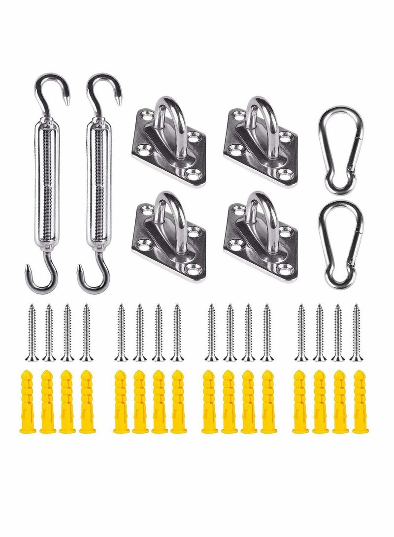 KASTWAVE Awning Attachment Set Heavy Duty Sun Shade Sail Stainless Steel Hardware Kit for Triangle and Square Rectangle Sun Shade Sail Fixing Accessories Shade Sail Hardware Kit  - Image 1
