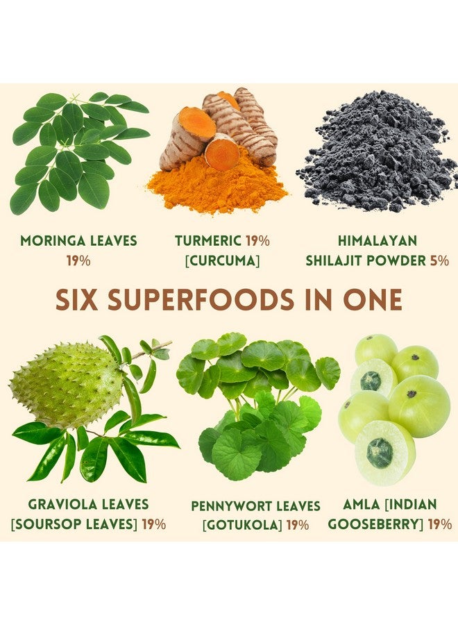 Organic Non-GMO Moringa, Shilajit, Turmeric, Soursop, Gotukola, and Amla Green Juice Blend Powder, 3-Month Supply - Image 4