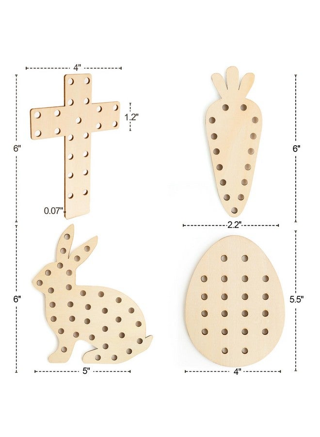 ORIENTAL CHERRY أغراض سلة عيد الفصح - أساسيات سلة عيد الفصح - مجموعة من 4 ألعاب بطاقات خياطة خشبية - هدايا للبنات والأولاد والمراهقين - أنشطة حرفية لربيع الحفلات لملء سلة الأطفال الصغار - Image 3