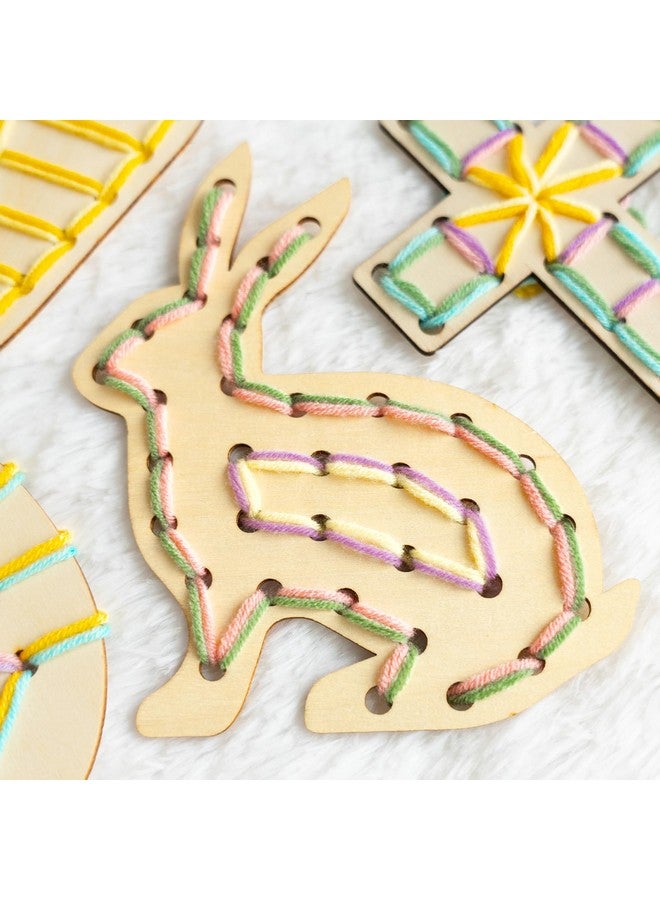 ORIENTAL CHERRY أغراض سلة عيد الفصح - أساسيات سلة عيد الفصح - مجموعة من 4 ألعاب بطاقات خياطة خشبية - هدايا للبنات والأولاد والمراهقين - أنشطة حرفية لربيع الحفلات لملء سلة الأطفال الصغار - Image 5