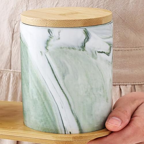UMAI Ceramic Jar with Bamboo Lid - 400ml| Air Tight Containers for Kitchen Storage | Multipurpose-Tea,Coffee,Snacks,Sugar,Salt,Dry Fruit,Pulses | Kitchen Organizer Items & Storage | Gift Items|Green - Image 2