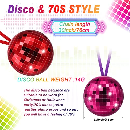 Junkin 42 Pcs Disco Ball Necklaces Christmas Ball Necklaces 70s Disco Party Chain 15 Assorted Color Decor Accessories for Halloween Party Favor Xmas Home Decor Costume AccessoriesMulticolor - Image 5