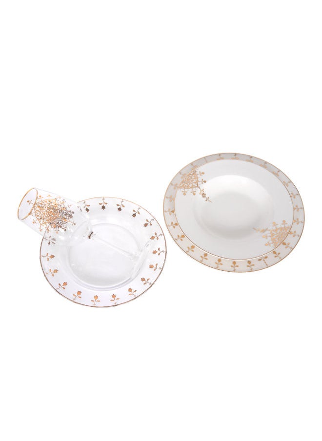 La Mesa 16 Pieces Porcelain Dinner Set Serve 4 Gold Frill  - Image 2