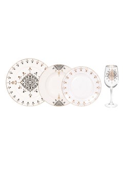 La Mesa 16 Pieces Porcelain Dinner Set Serve 4 Gold Frill  - Image 1