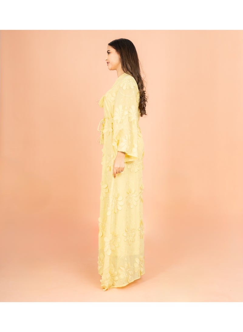 اكسا جلابية مودرن مندرين كولار زهور ثلاثية الأبعاد - Image 3