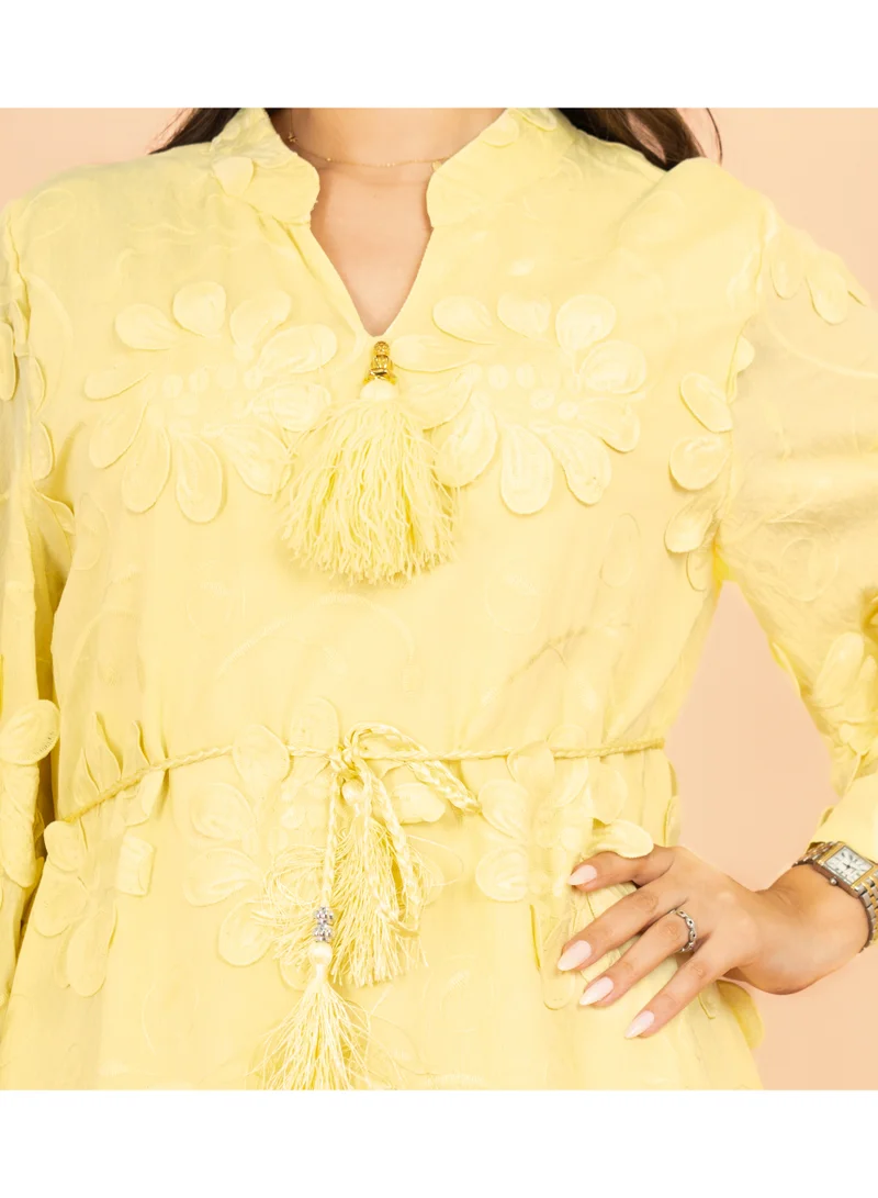 IKKXA Mandarin Colar 3D flowers Modern Jalabiya