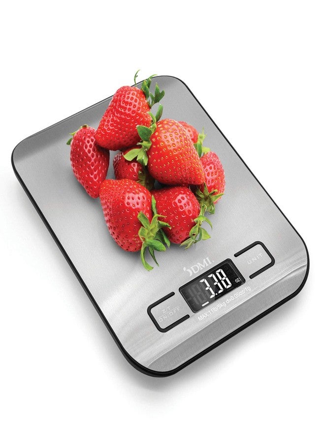 DMI Digital Food Scale and Kitchen Scale for Cooking, Baking and Meal Prep, Withstands up to 11 Pounds of Weight, Measures units between oz, g, mL, lb, oz, 304 Stainless Steel - Image 1