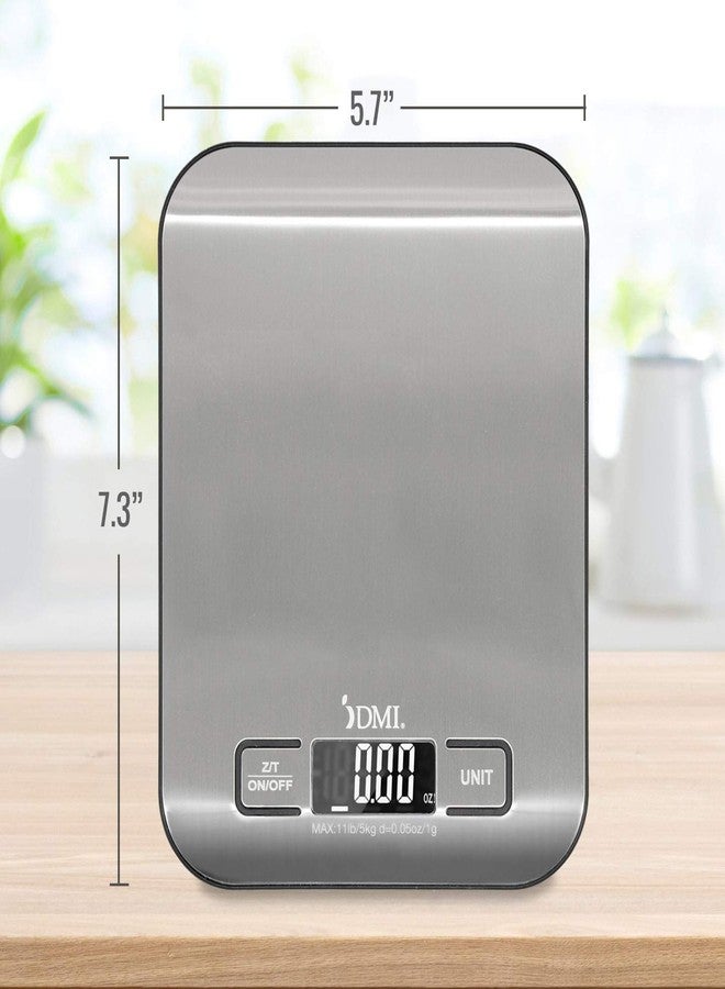 DMI Digital Food Scale and Kitchen Scale for Cooking, Baking and Meal Prep, Withstands up to 11 Pounds of Weight, Measures units between oz, g, mL, lb, oz, 304 Stainless Steel - Image 4