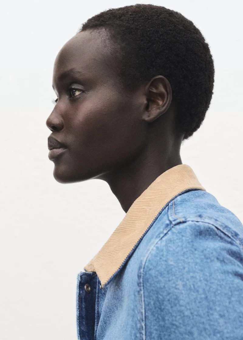 MANGO Corduroy collar denim jacket