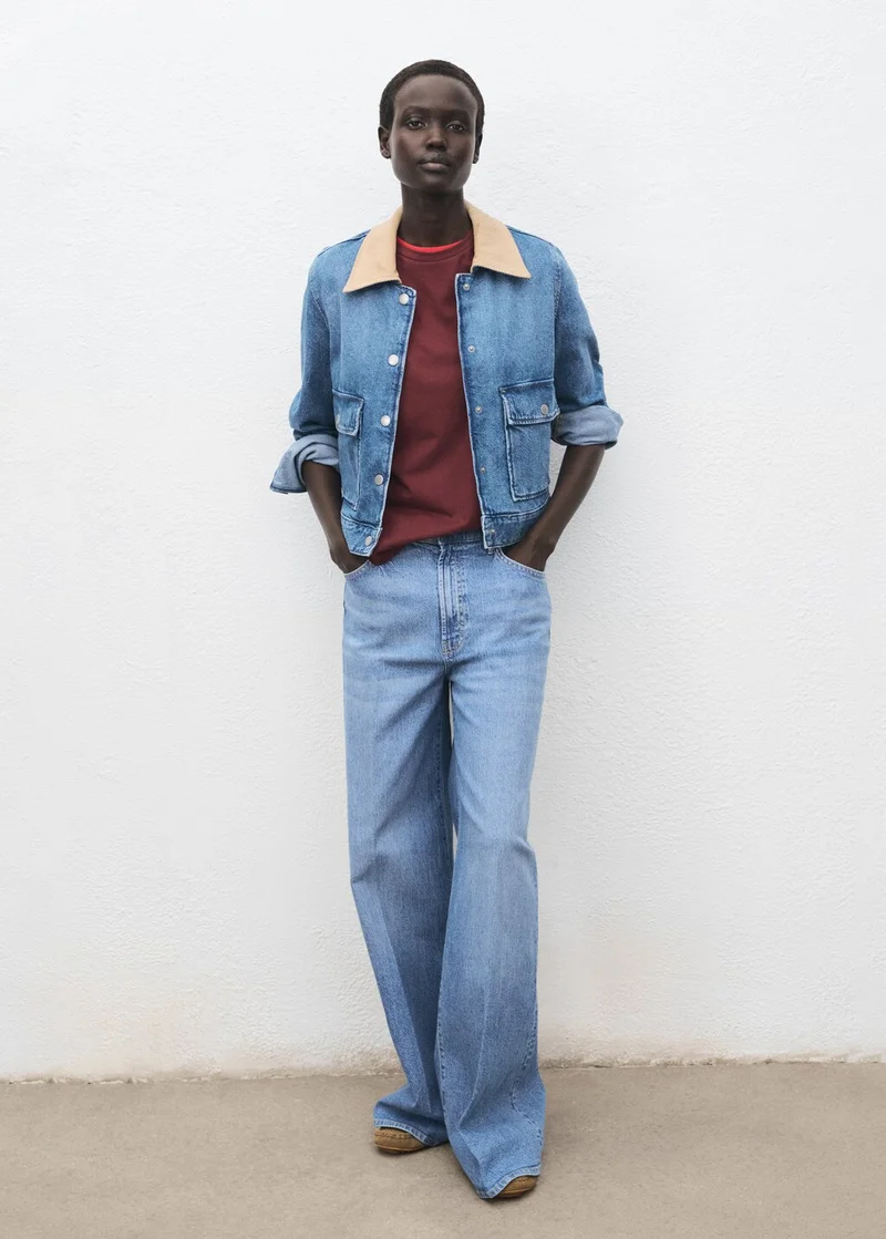 MANGO Corduroy collar denim jacket