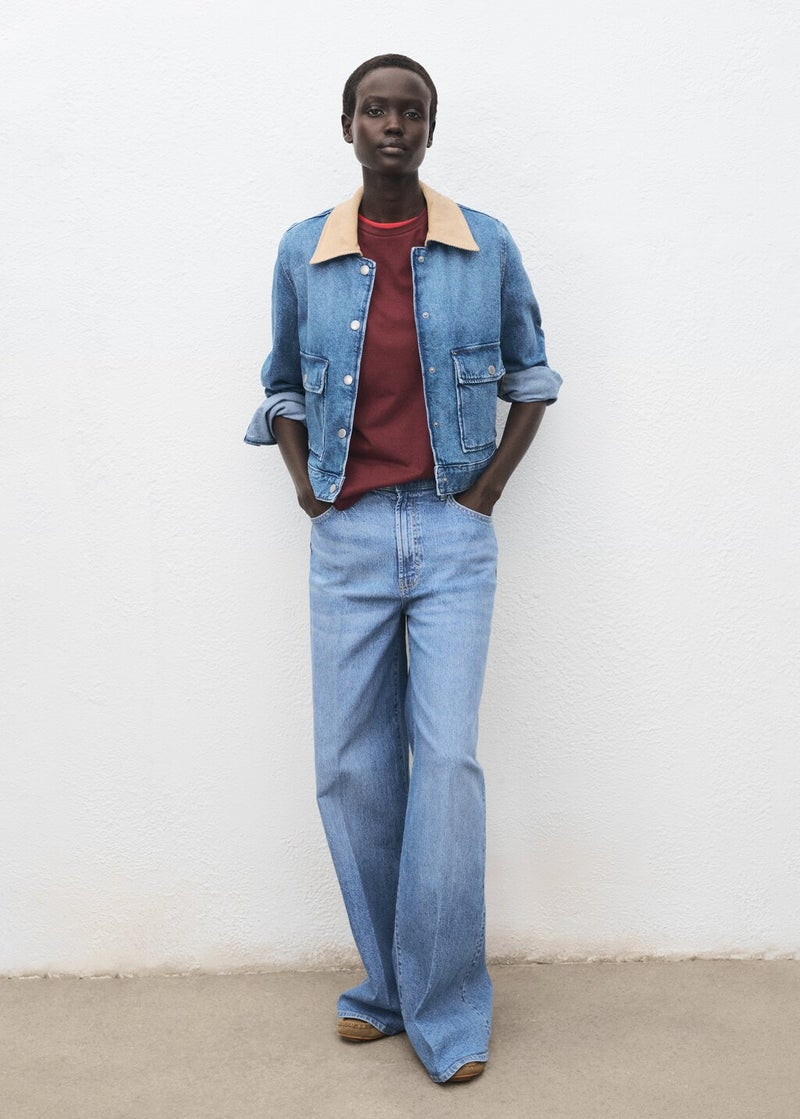 MANGO Corduroy collar denim jacket - Image 4