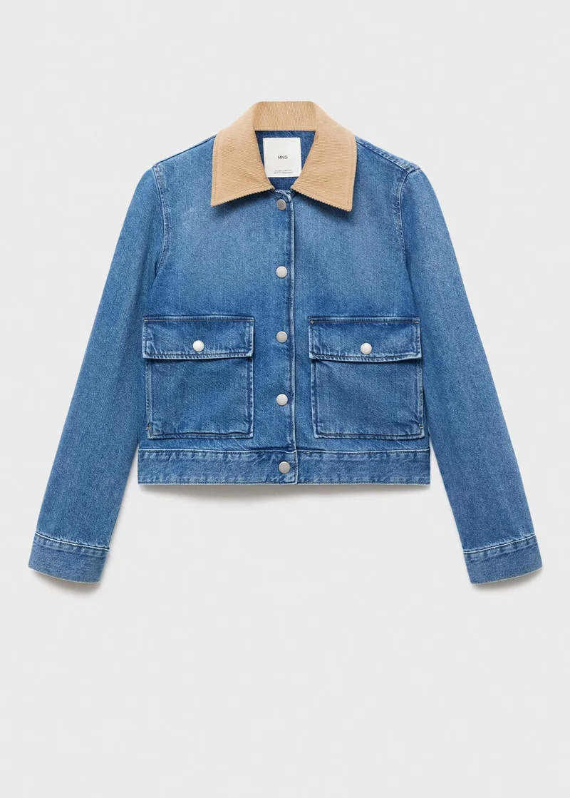 MANGO Corduroy collar denim jacket