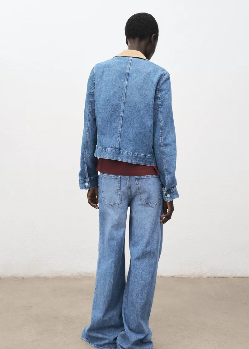 مانجو Corduroy collar denim jacket