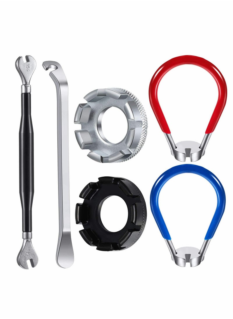 KASTWAVE - Bicycle Spoke Wrench, Bike Spoke Tool, with 1 Piece Tire Lever, Bike Rim Correct Kit Cycling Pocket Tools for Bike Repair, Totally 6 Pieces Spoke Tool Kit (5 PCS) - Image 1