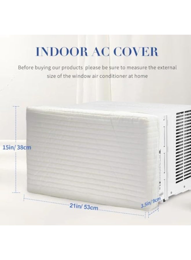 يلا جوي غطاء مكيف الهواء النافذة الداخلية, غطاء مقاوم للغبار لمكيف الهواء النافذة, غطاء القطن AC النافذة مع حزام مرن, غطاء عزل مقاوم للماء الغبار لمكيف الهواء الداخلي (28x20x3.5 بوصة) - Image 3