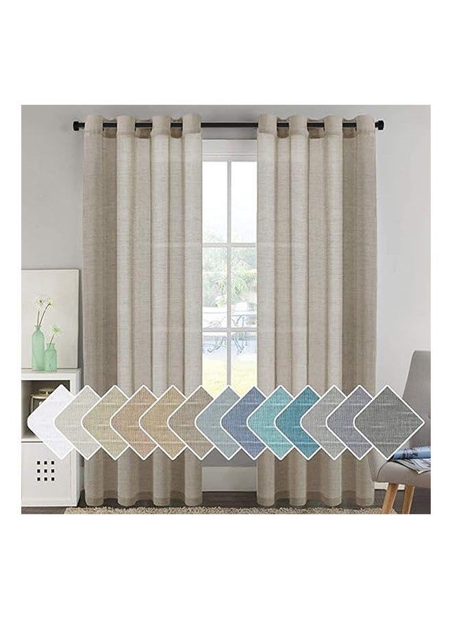 Intex Curtains House Elegant Natural Linen Curtain Panel Steel Grommets 1 Piece  - Image 1