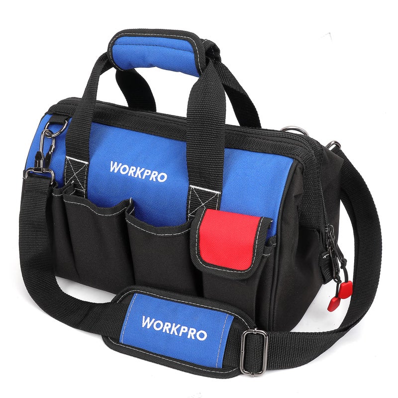 WORKPRO 14-inch Tool Bag  Multi-pocket Tool Organizer with Adjustable Shoulder Strap - Image 1