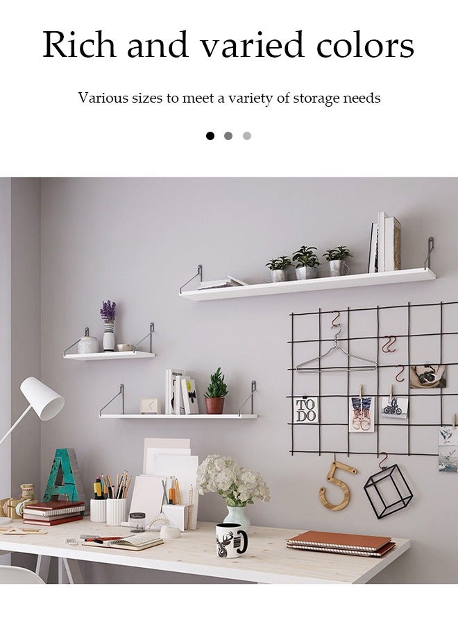 DUNISO 3 Pieces of Wall mounted floating shelves, storage shelves, display shelves, with stainless steel shelves,suitable for bedrooms, living rooms, bathrooms, kitchens, offices, white  - Image 5