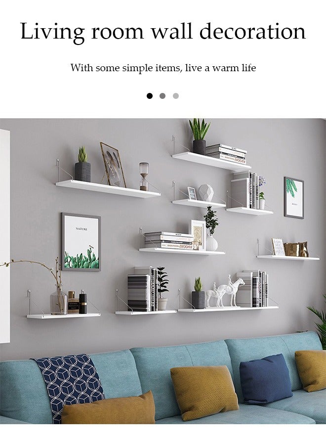 DUNISO 3 Pieces of Wall mounted floating shelves, storage shelves, display shelves, with stainless steel shelves,suitable for bedrooms, living rooms, bathrooms, kitchens, offices, white  - Image 3