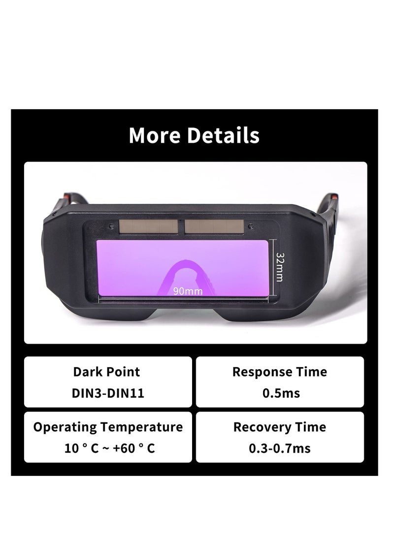 KASTWAVE Auto Darkening Welding Goggles, Safety Protective Solar Powered with Adjustable Shade,  Sensors Welder Glasses for TIG MIG MMA Plasma, Welder Face Mask with Eye Shield  - Image 3