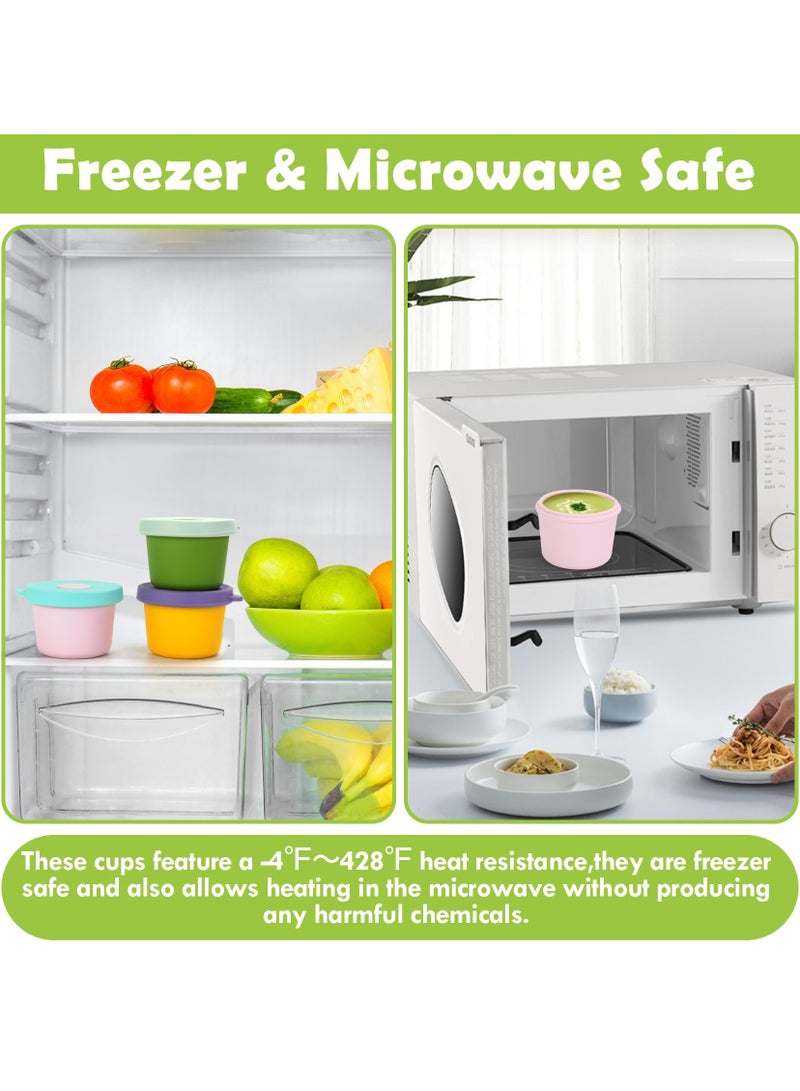 Dominy 3-pack baby food containers, reusable sealed silicone baby food storage jars, small snack containers with lids and straws, suitable for babies and toddlers, microwave and dishwasher safe - Image 4