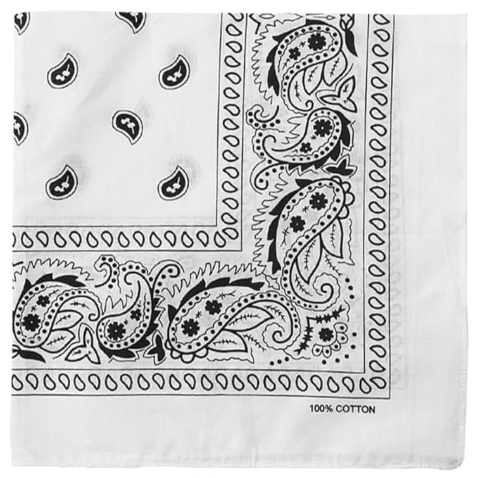 DIKHAWA Unisex Soft Breathable Cotton Paisley Printed Cowboy Bandanas,Headband,Scarf (BLACK,WHITE,NAVY,BURGUNDY_50CM X 50CM_Pack of 4) - Image 5