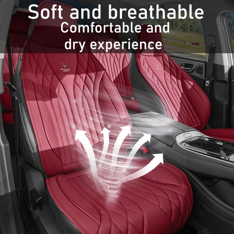 3pcs Martha Red Zhenghong Yz01 Three Piece Saddle Car Seat Cushion 2025 New Model All Season Breathable Full Faux Leather Seat Covers Suitable For Volkswagen - Image 3
