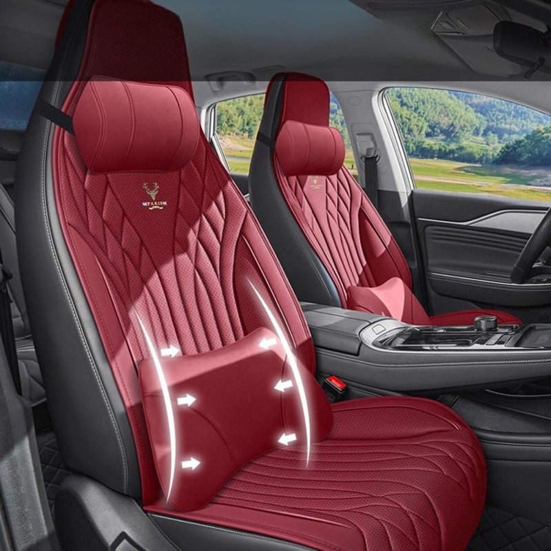 3pcs Martha Red Zhenghong Yz01 Three Piece Saddle Car Seat Cushion 2025 New Model All Season Breathable Full Faux Leather Seat Covers Suitable For Volkswagen - Image 4