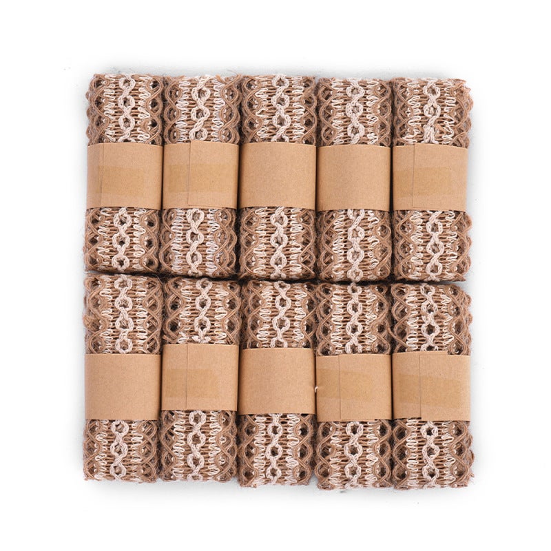 Burlap Ribbon 10 Rolls 6.56Ft Length 1.57In Width - High Quality Durable Sewn Edge Design Craft Ribbon for Rustic Wedding Decor Home Party Gift Wrapping Floral Arrangements - Image 1