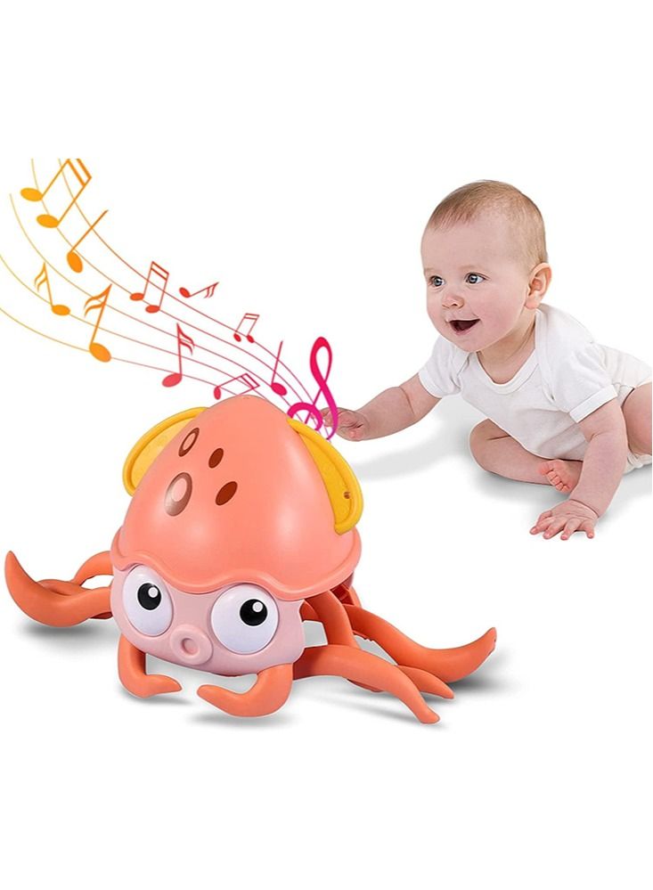 Perfii Interactive Crawling Octopus Baby Toy with Music and LED Light USB Rechargeable, Automatically Avoid Obstacles Perfect for Kids and Toddlers for Interactive Learning and Development - Image 1