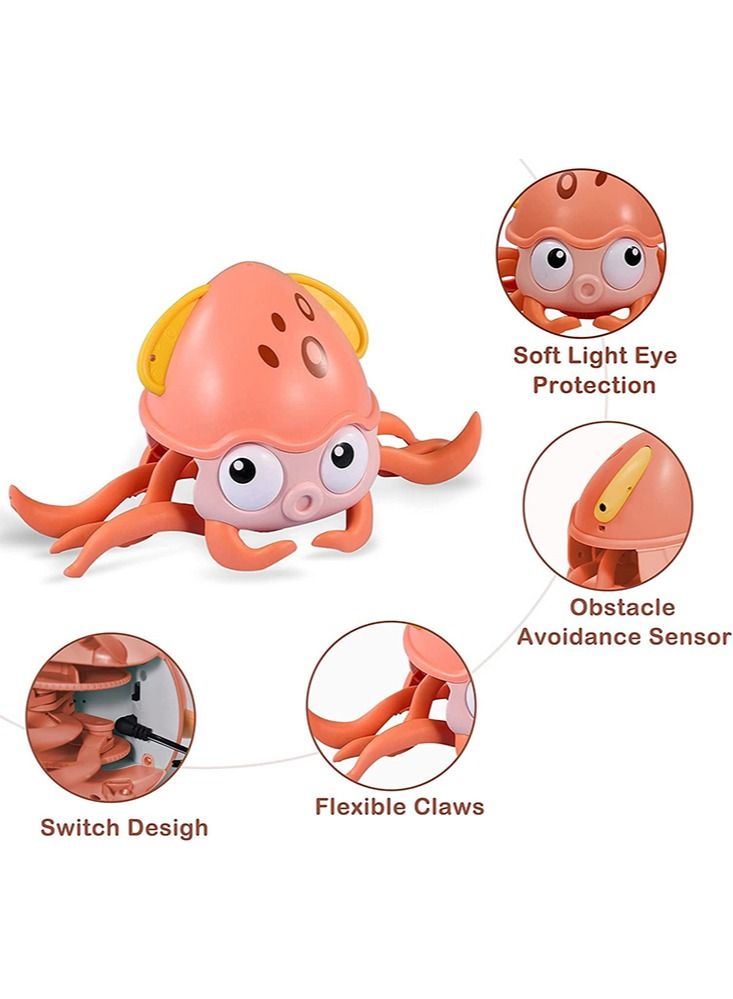 Perfii Interactive Crawling Octopus Baby Toy with Music and LED Light USB Rechargeable, Automatically Avoid Obstacles Perfect for Kids and Toddlers for Interactive Learning and Development - Image 2