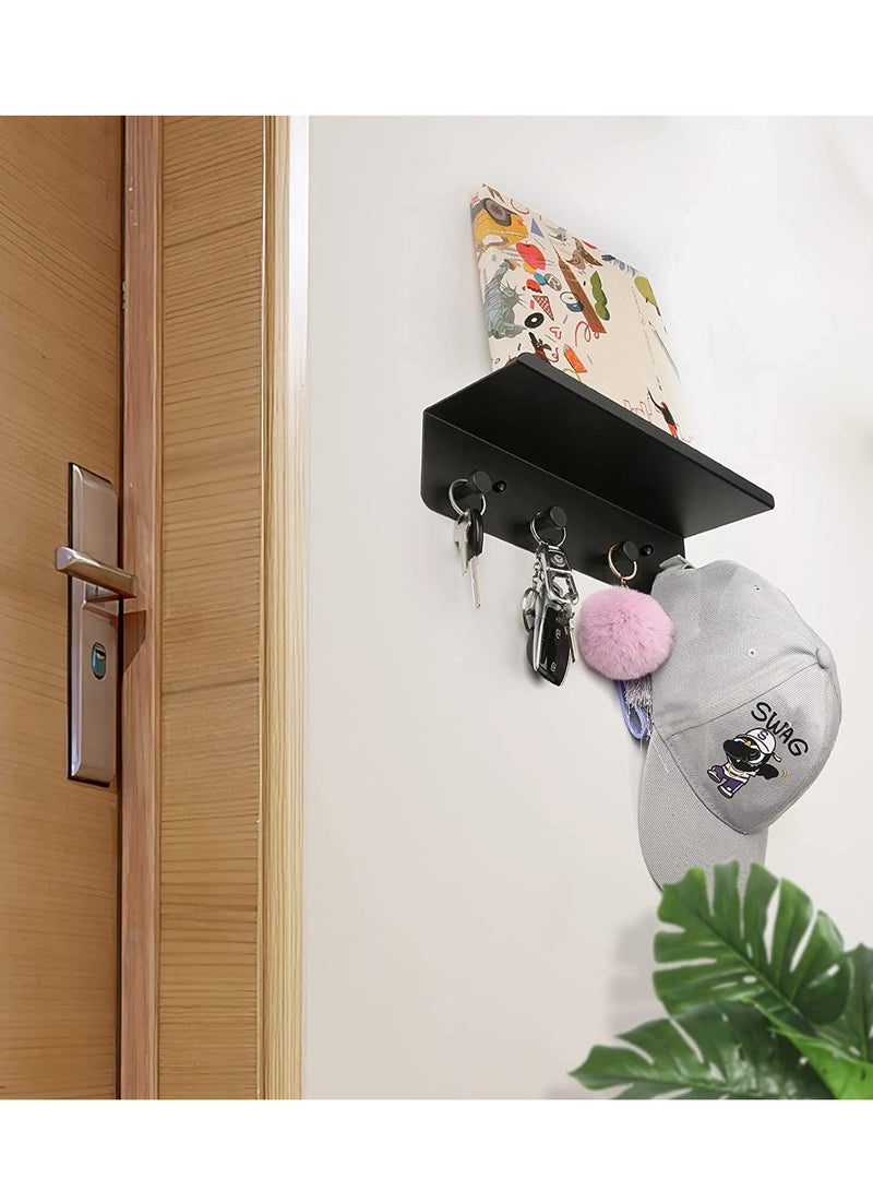 Key Holder for Wall Decorative, Entryway Hallway Metal Organizer with 4 Hooks, Perfect, Foyer, Closet, mudroom, Kitchens, and More Black - Image 4
