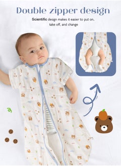 URbazaar 1 TOG Baby Sleep Bag, Double Zipper Gauze Baby Sleeping Bag Long Sleeve, Baby Wearable Blankets for Babies 0-24 Months  - Image 5