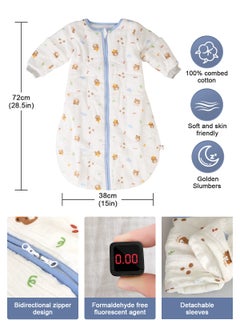 URbazaar 1 TOG Baby Sleep Bag, Double Zipper Gauze Baby Sleeping Bag Long Sleeve, Baby Wearable Blankets for Babies 0-24 Months  - Image 2
